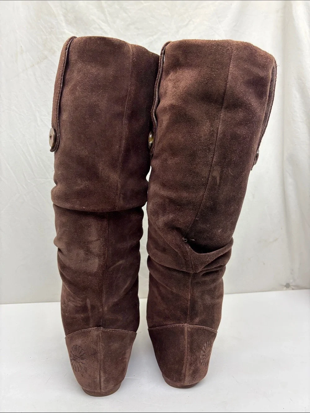 Brown Suede Slouch Knee-High Women's Boots, SZ 6.5, box 40